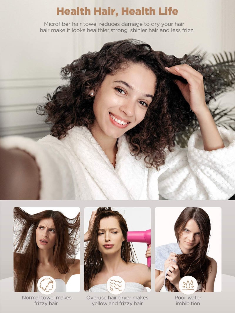 Hicober Microfiber Hair Towel  3 Packs Hair Turbans for Wet Hair  Drying Hair Wrap Towels for Curly Hair Women Anti Frizz(Purple  Blue  Grey) - Image 2